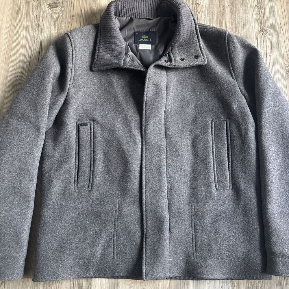Lacoste Men’s Gray Wool Full Zip Jacket Size 50